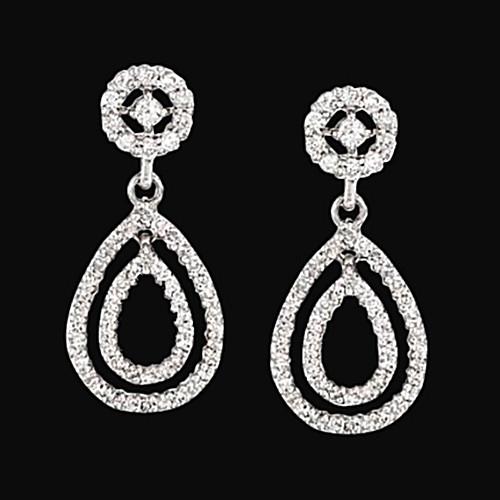 3.50 carat diamonds pear shape earrings dangle white gold lady ear ring