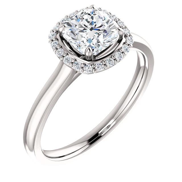 1.81 carat cushion & round diamonds white gold 14K anniversary ring new