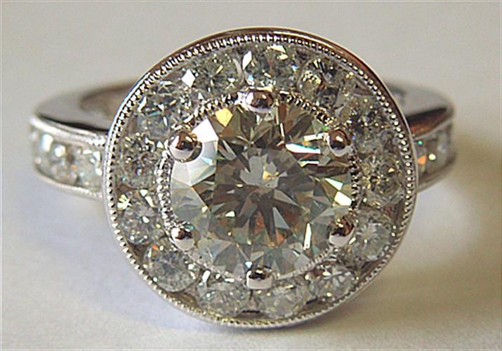Big diamond ring 4.00 carat round diamond halo ring platinum engagement