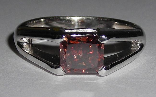 0.75 carat PRINCESS red diamond ring solitaire jewelry