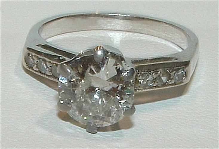 2.51 carat DIAMOND SOLITAIRE accents antique look ring