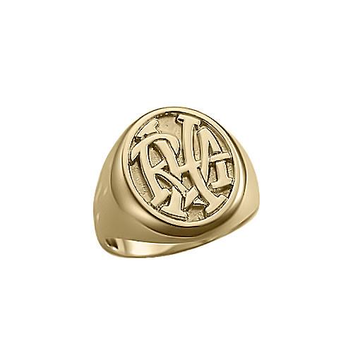Engravable signet ring personalized yellow gold 14K signet ring lady men