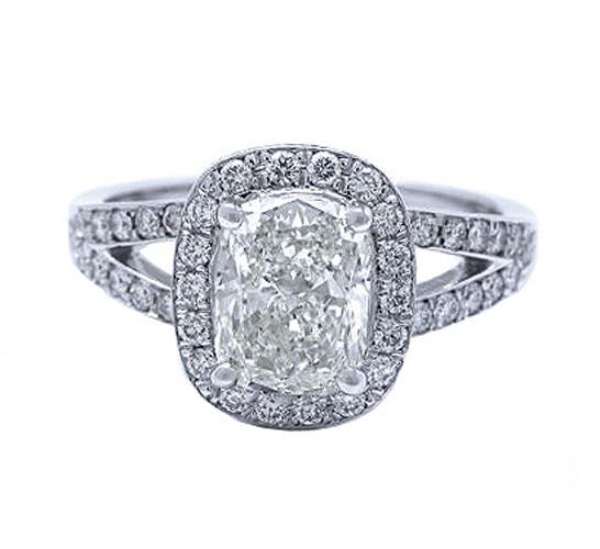 6.26 carat double shank Huge cushion halo diamond ring