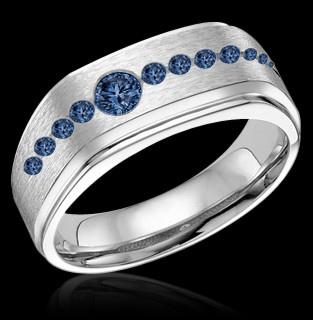 1.75 carat blue diamond men's engagement ring band gold