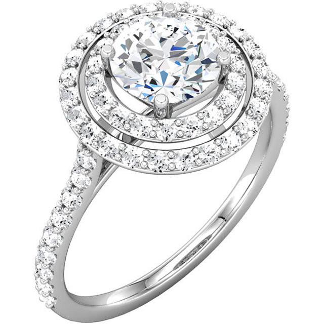 2.16 carat Round brilliant diamonds flower style engagement ring gold white 14K