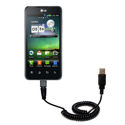 Coiled USB Cable compatible with the LG Optimus Two