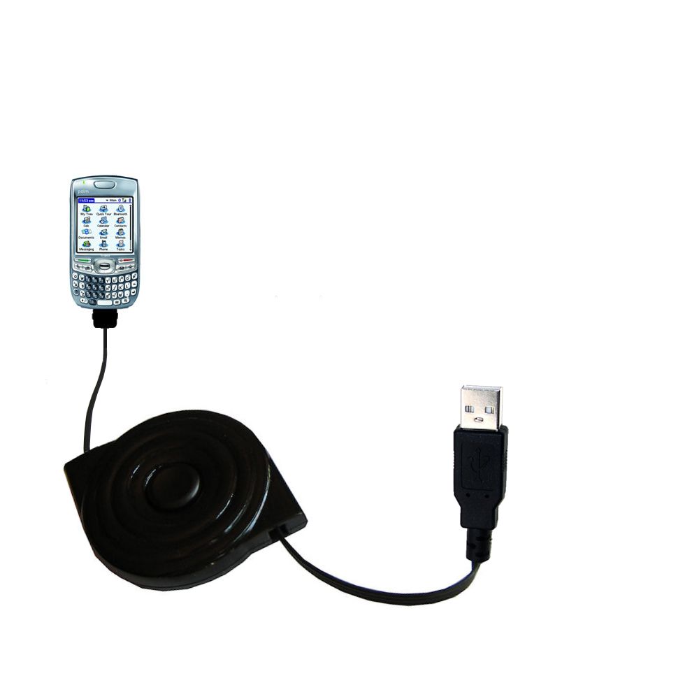 Retractable USB Power Port Ready charger cable designed for the Palm Treo 680 and uses TipExchange