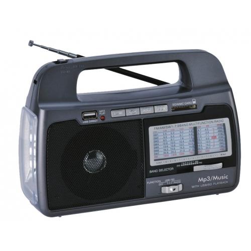 SUPERSONIC SC 1082 9 BAND EMERGENCY RADIO W/ FLASHLTE USB