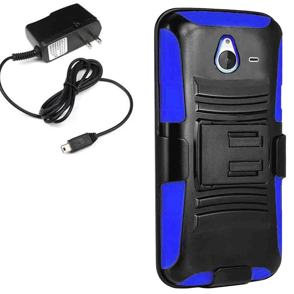 Armor Hard Shell Holster Clip Combo Cover Case Nokia Lumia 640 XL Travel Charger