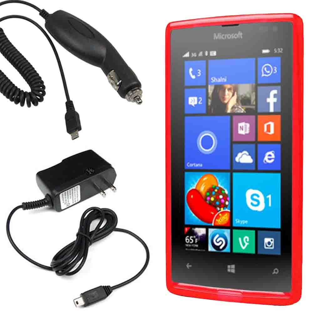 Matte TPU Gel Skin Cover Case For TMobile Microsoft Lumia 435 x Car Home Charger