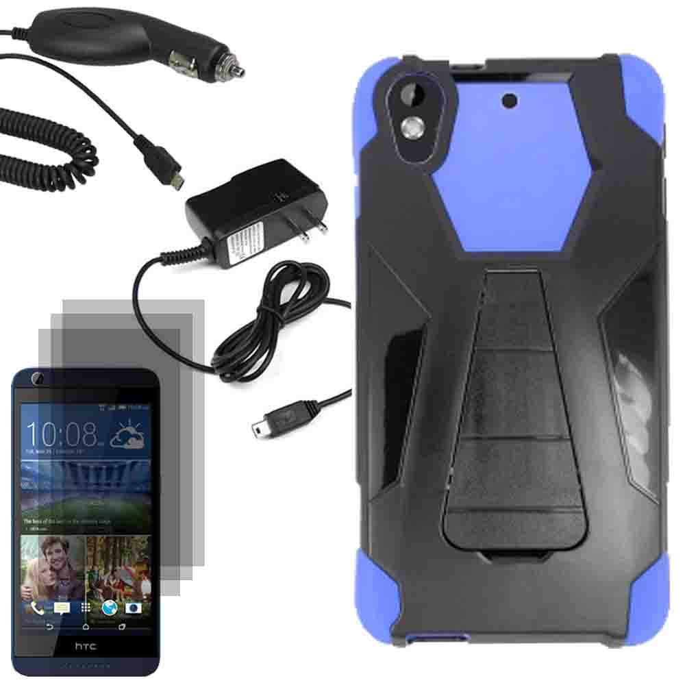 Stealth Hybrid Protector Shell Case HTC Desire 626 s x3 LCD Car Home Charger