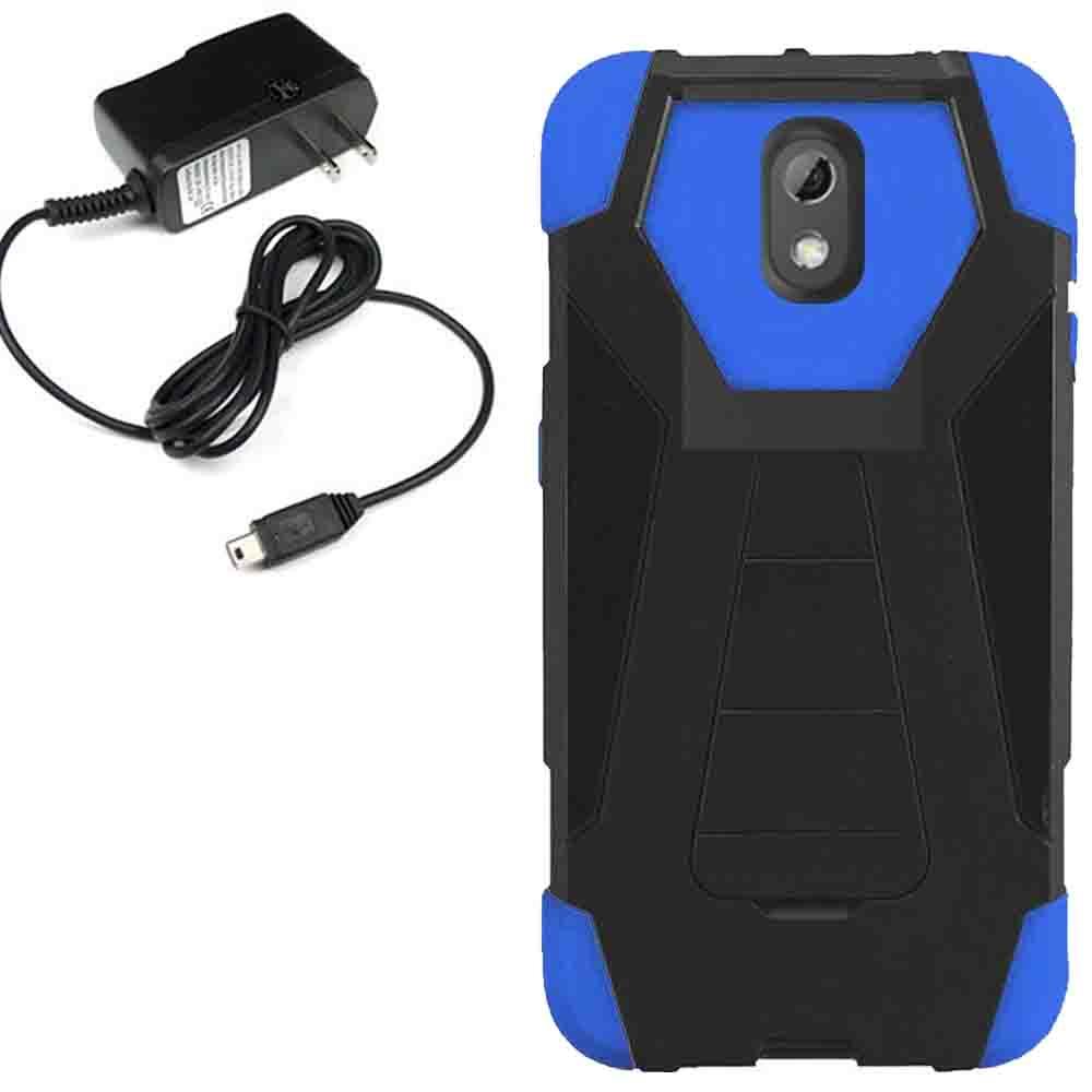 Stealth Hybrid Shell Stand Cover Case For Verizon HTC Desire 526 Travel Charger