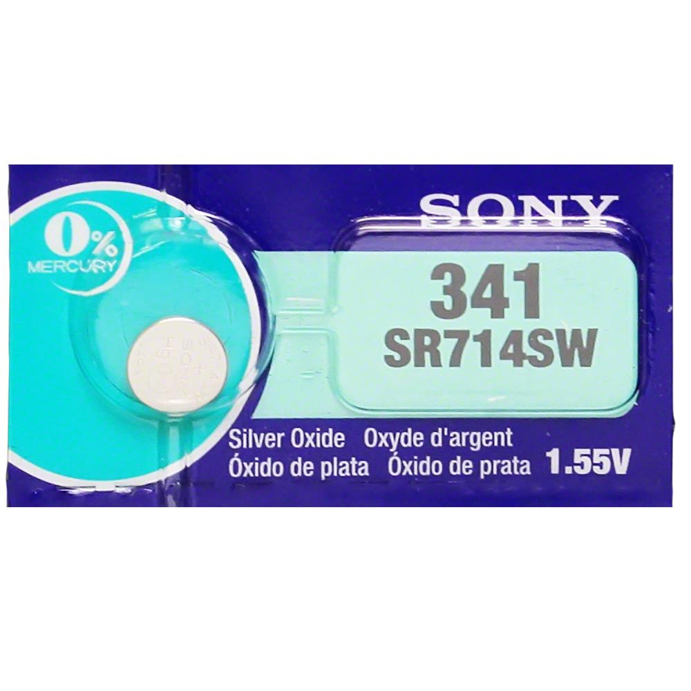 Sony 341 (SR714SW) 1.55V Silver Oxide 0%Hg Mercury Free Watch Battery (25 Batteries)