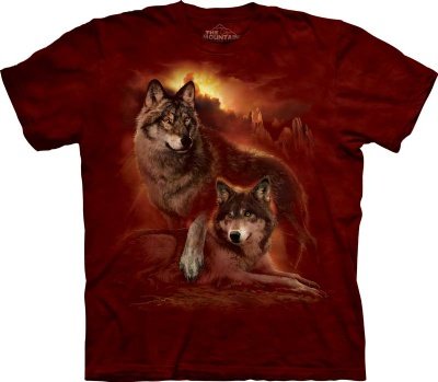 Wolf Sunset Adult T Shirt by The Mountain   101851