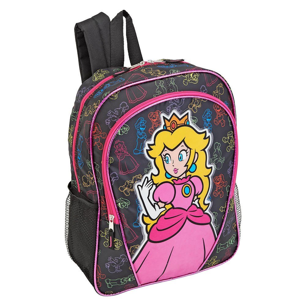 Nintendo Super Mario Princess Peach 16 inch Backpack   Black
