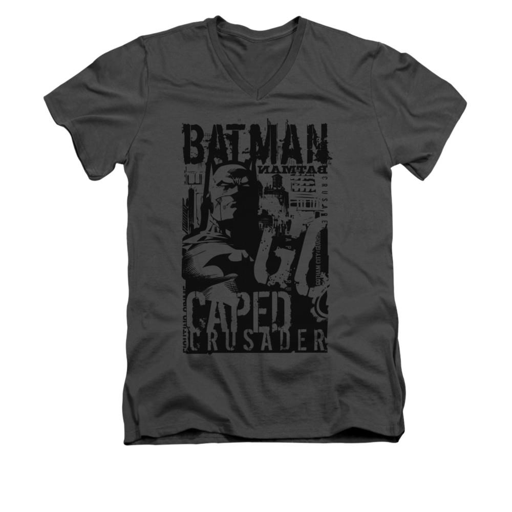 Batman Caped Crusader Mens V Neck Shirt
