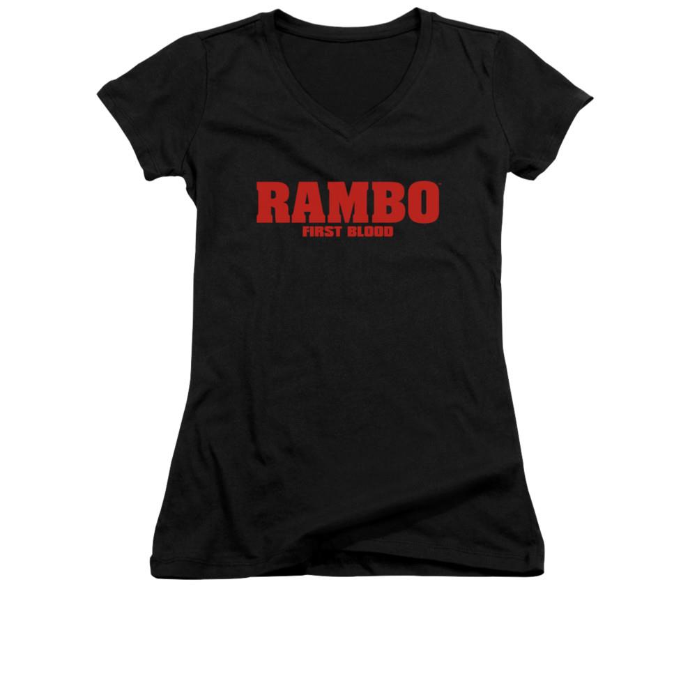 Rambo:First Blood Logo Juniors V Neck Shirt