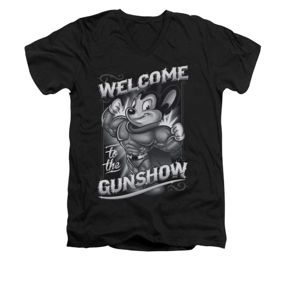 Mighty Mouse Mighty Gunshow Mens V Neck Shirt