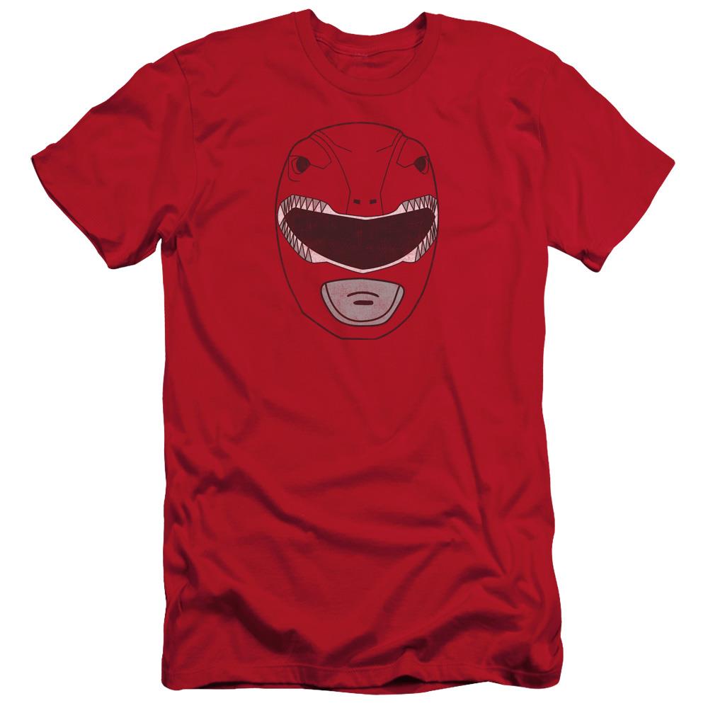 Mighty Morphin Power Rangers Red Ranger Mask Mens Slim Fit Shirt