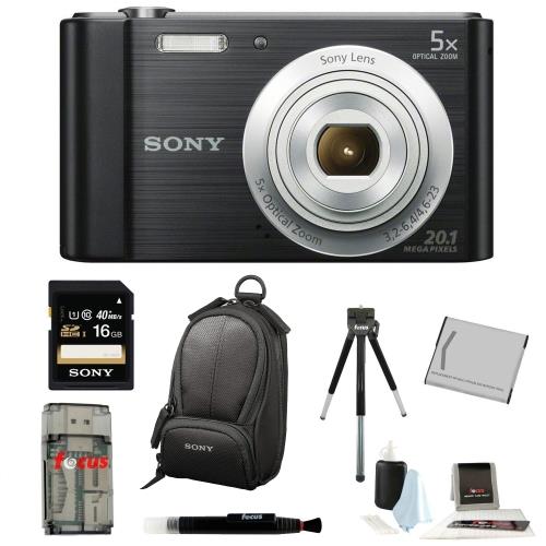 Sony DSCW800/B Cyber shot Digital Camera (Black) with 16GB Deluxe Accessory Kit