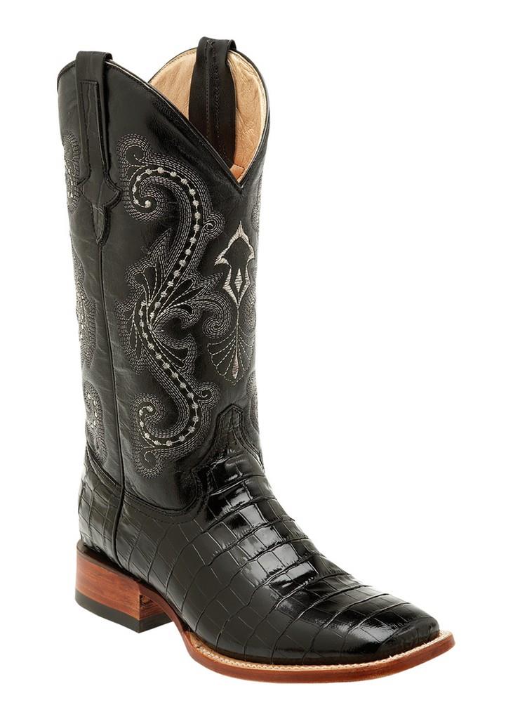 Ferrini Western Boots Mens Caiman Gator Cowboy 8 EE Black 40793 04