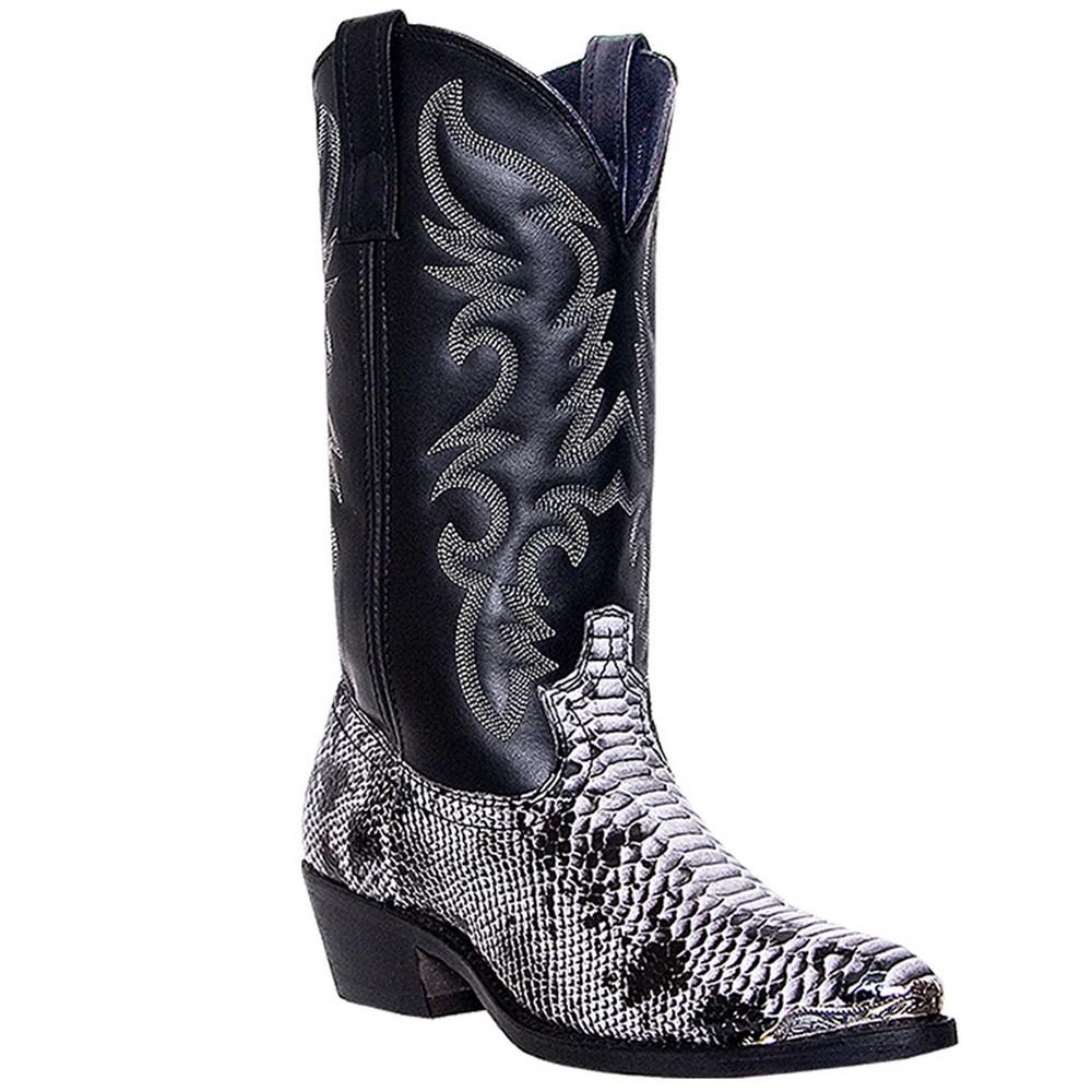 Laredo Western Boots Mens Monty Exotic Snake 11.5 EW Black White 68067