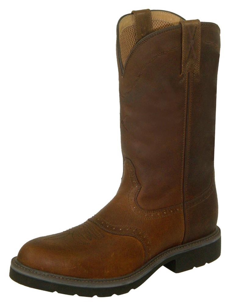 Twisted X Work Boots Mens Cowboy Leather 9 D Oiled Brown MCW0004