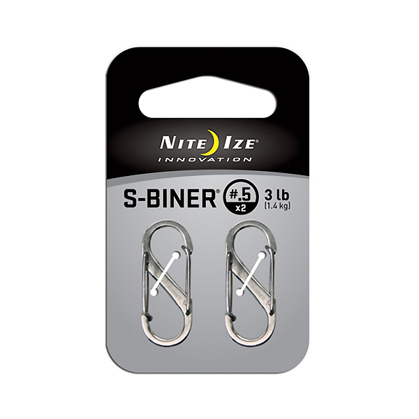 S Biner Clip, 1/2 In, Silver, PK2