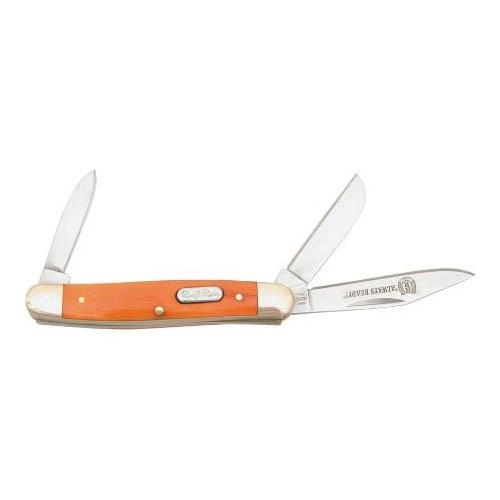 Rough Rider Knives 244 Small Stockman Pocket Knife with Orange Smooth Bone Handles RR244 ROUGH RIDER
