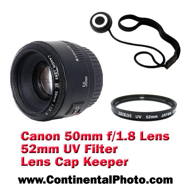 Canon EF 50mm f/1.8 STM Auto Focus Lens + 49mm UV Filter and Lens Cap Keeper