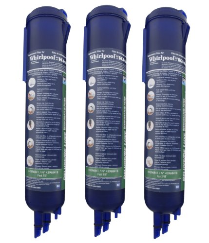 Whirlpool 4396841T Side by Side Refrigerator, Push Button Fast Fill Water Filter, 3 Pack