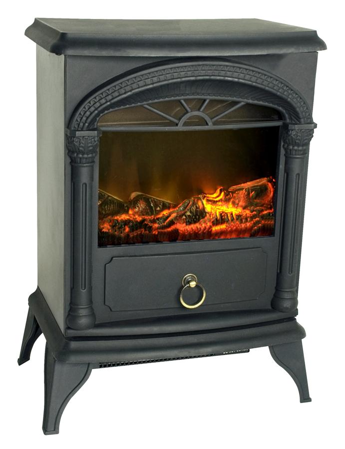 Vernon Electric Fireplace Stove in Black   Traditional Style   Plugs Into Any Outlet