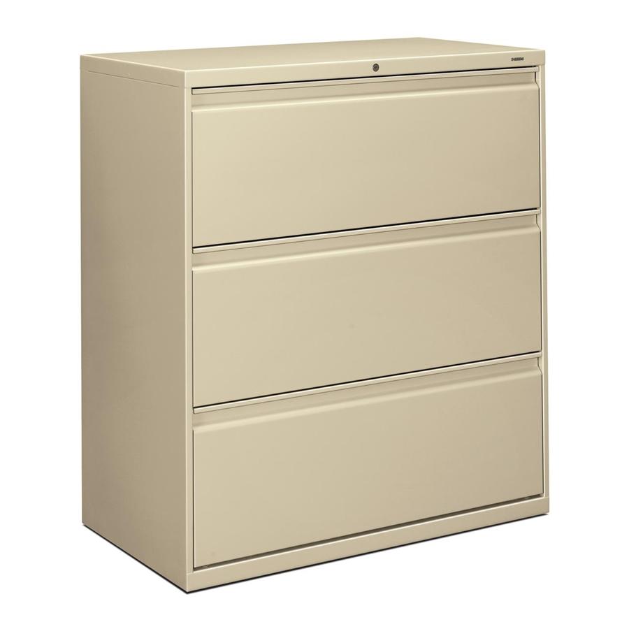 HON Company 3 Drawer Lateral File w Lock, 36"X19 1/4"X40 7/8", Putty