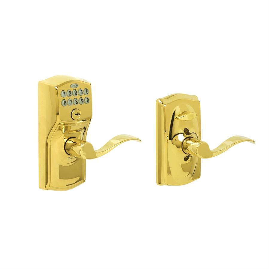 Camelot Bright Brass Accent Keypad Lever   FE595 CAM 505 ACC