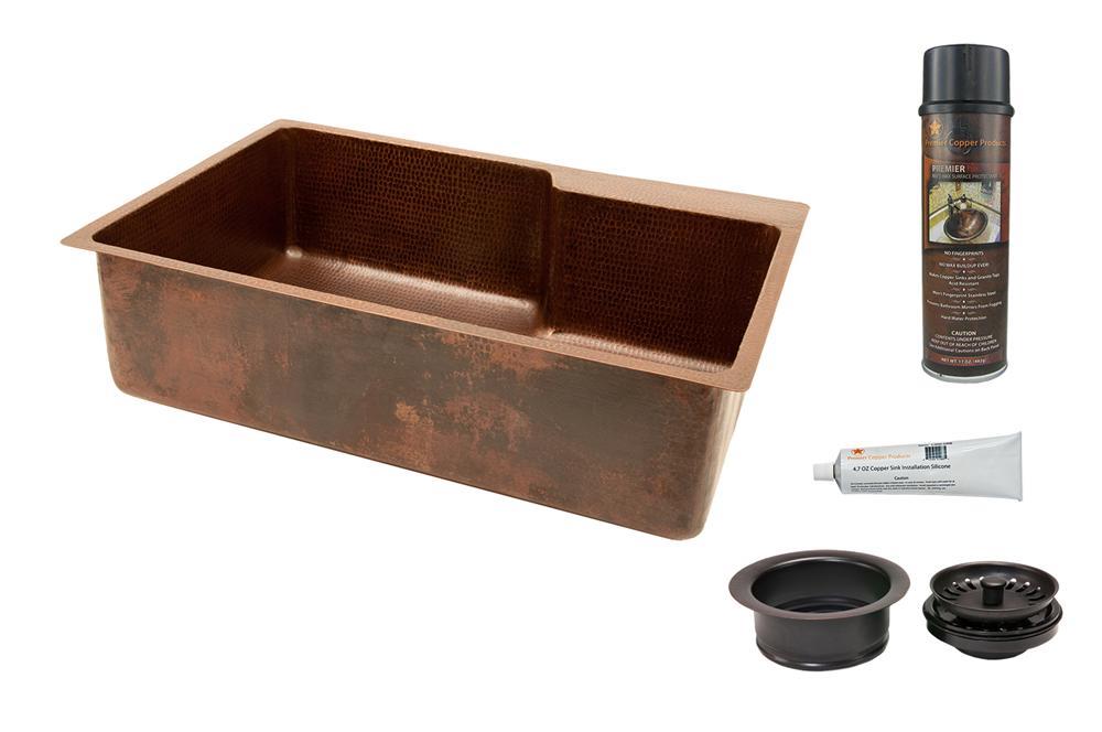 33 in. Kitchen Single Basin Sink with Drain Package