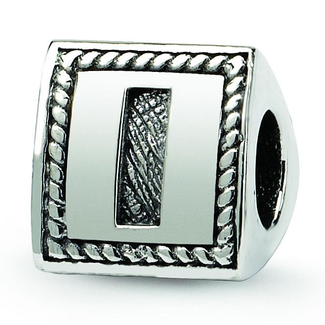 Sterling Silver Reflections Letter I Triangle Block Bead