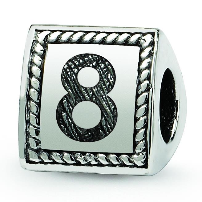 Sterling Silver Reflections Number 8 Triangle Block Bead