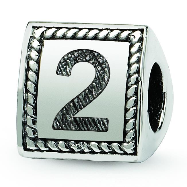 Sterling Silver Reflections Number 2 Triangle Block Bead