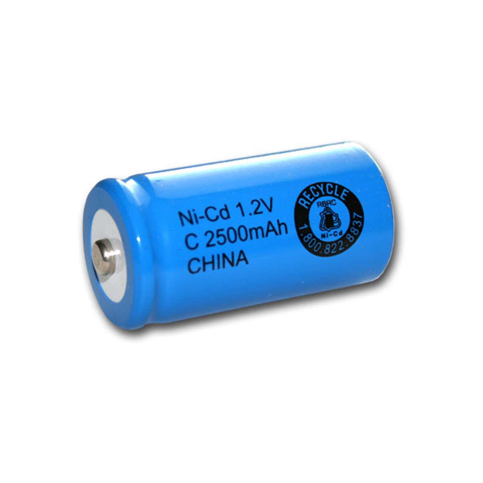 Exell 1.2V 2500mAh NiCD C Rechargeable Battery Button Top Cell