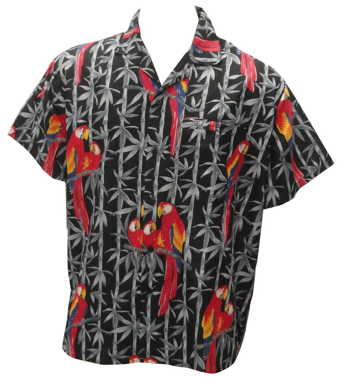La Leela 100% Cotton Grey Parrot Printed Hawaiian Shirt For Men 3XL