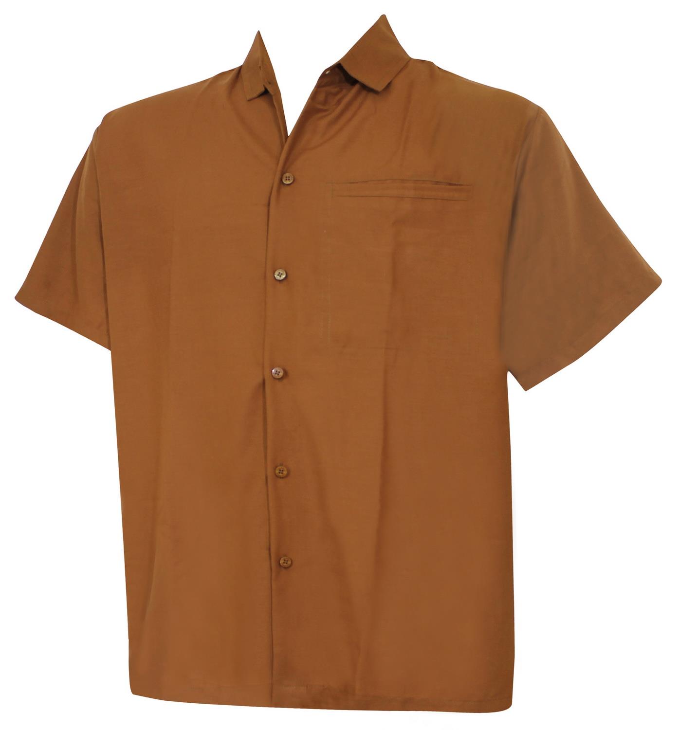 La Leela Solid Casualwear Plain RAYON Brown Beach Camp Hawaiian Shirt For Men S 
