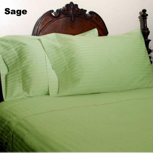 600 Thread Count Egyptian Cotton Stripe Sage Queen Attached Waterbed Sheet