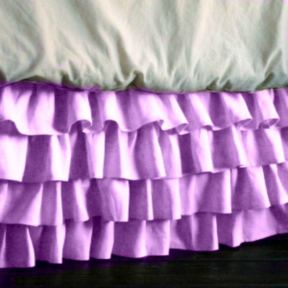 Super Quality Solid Multiruffle Bed Skirt of 300TC Lilac Full with 23" Drop Length 100% Egyptian Cotton