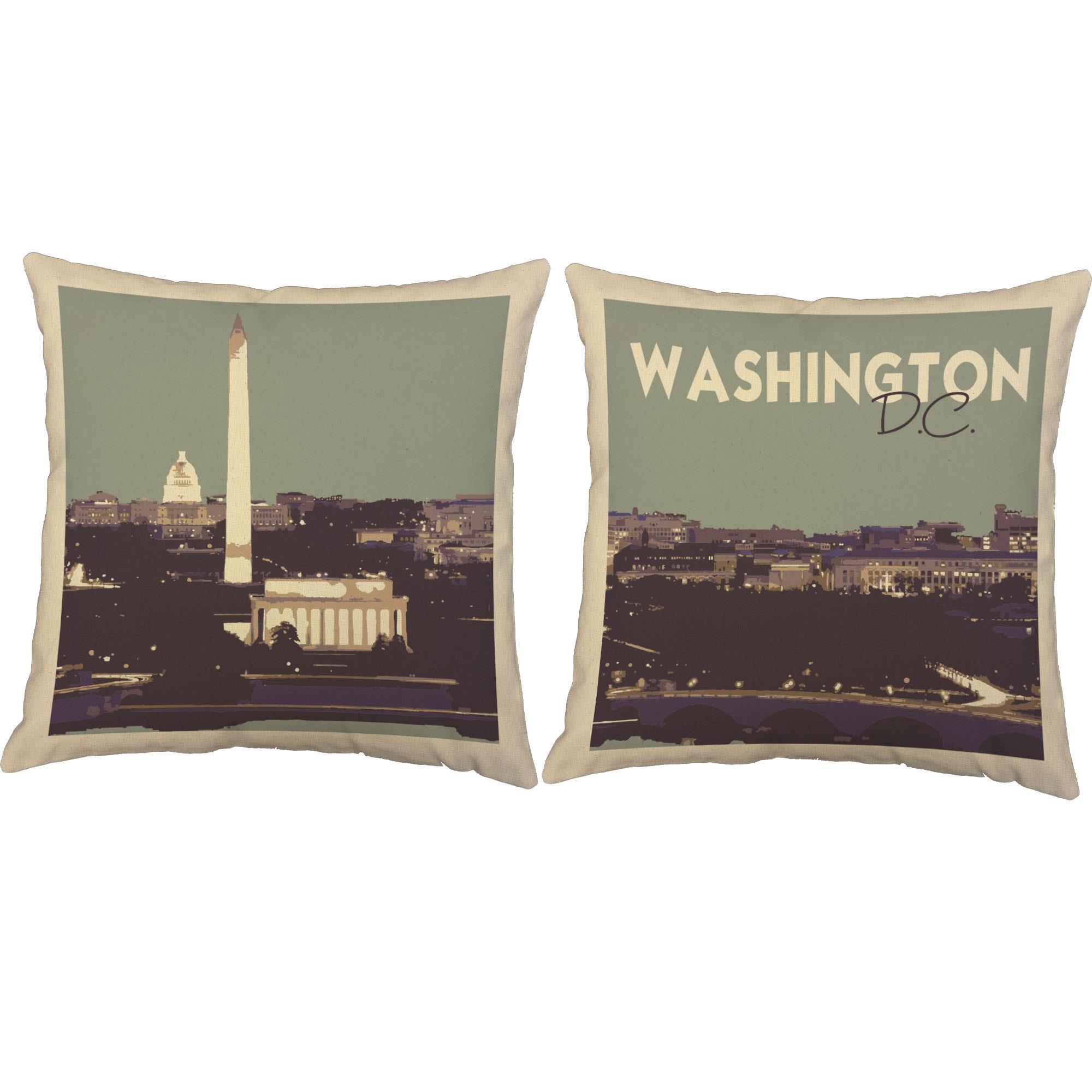 Washington D.C. Pillows 16x16 White Outdoor Cushions