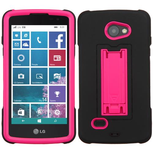 LG Lancet Hard Cover and Silicone Protective Case   Hybrid Black/ Hot Pink Dual With Vertical Stand