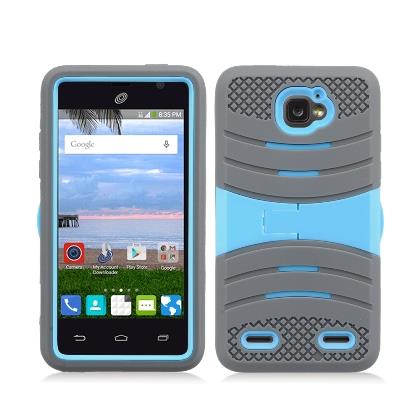 ZTE Zephyr Z752C Hard Cover and Silicone Protective Case   Hybrid Dark Gray/ Blue With Stand