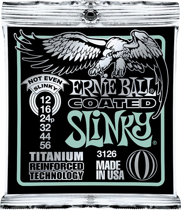 Ernie Ball Coated Not Even Slinky Electric Guitar Strings, Gauges 12 56, P03126
