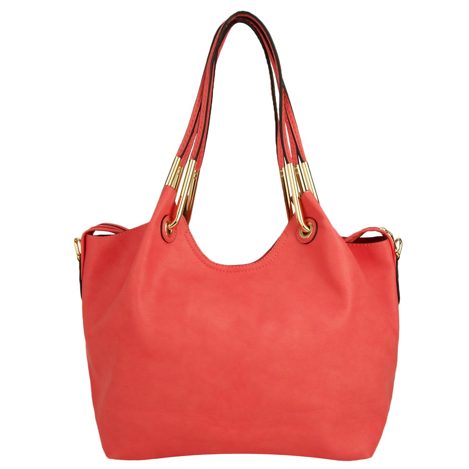 Kourtney Satchel with Purse Organizer (Coral)