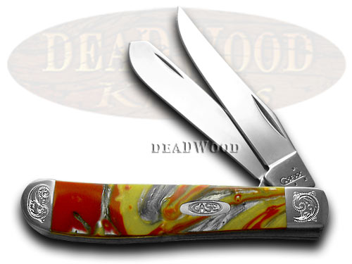 CASE XX Engraved Bolster Series Genuine Fire In Box Mini Trapper Pocket Knives