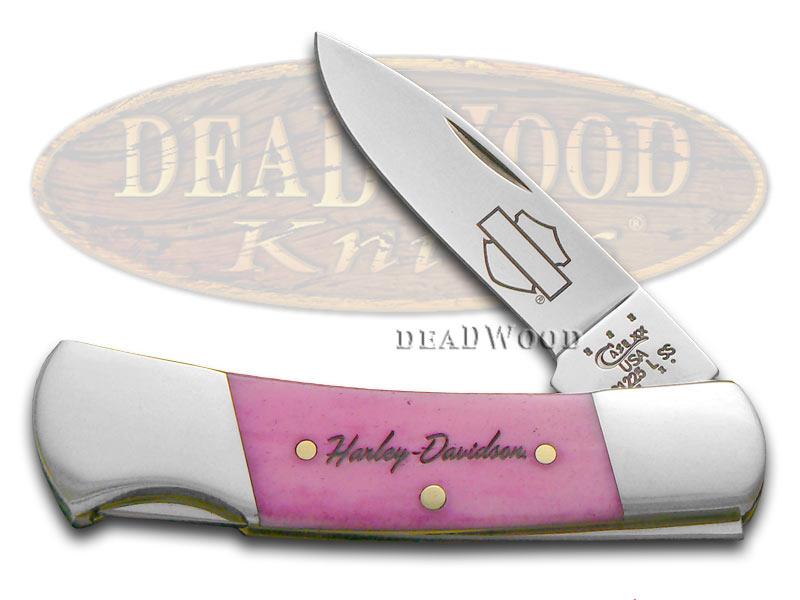 CASE XX Harley Davidson Pink Bone Small Lockback Stainless Pocket Knife Knives 
